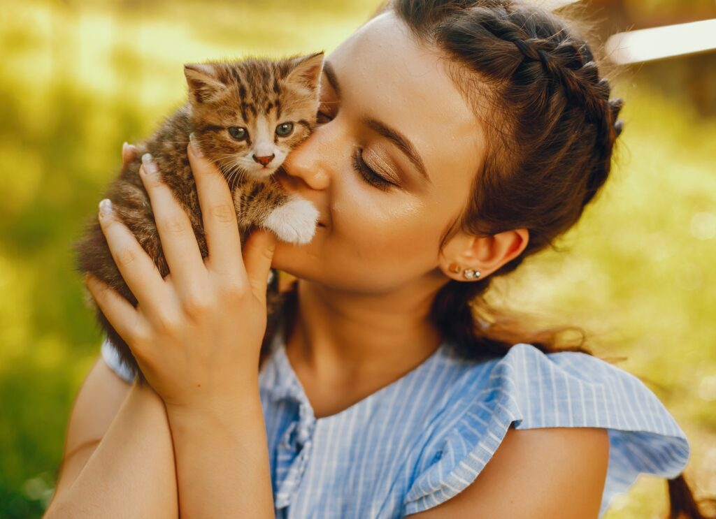 beautiful girl with cats